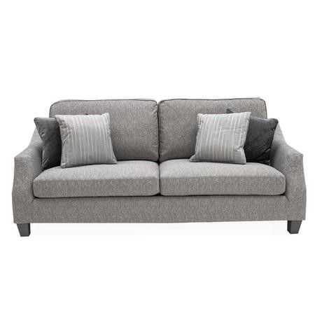 Imogen Grey Fabric 3 Seater Sofa with Studded Arms & Standard Back ...