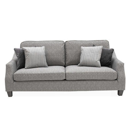 Imogen Grey Fabric 3 Seater Sofa with Studded Arms & Standard Back