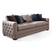 Light Grey 4 Seater Sofa with Deep Button Arms