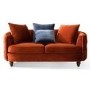 Jools 2 Seater Sofa in Orange Velvet & Cushions