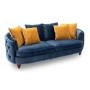 Jools 3 Seater Sofa in Blue Velvet & Cushions