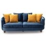 Jools 3 Seater Sofa in Blue Velvet & Cushions