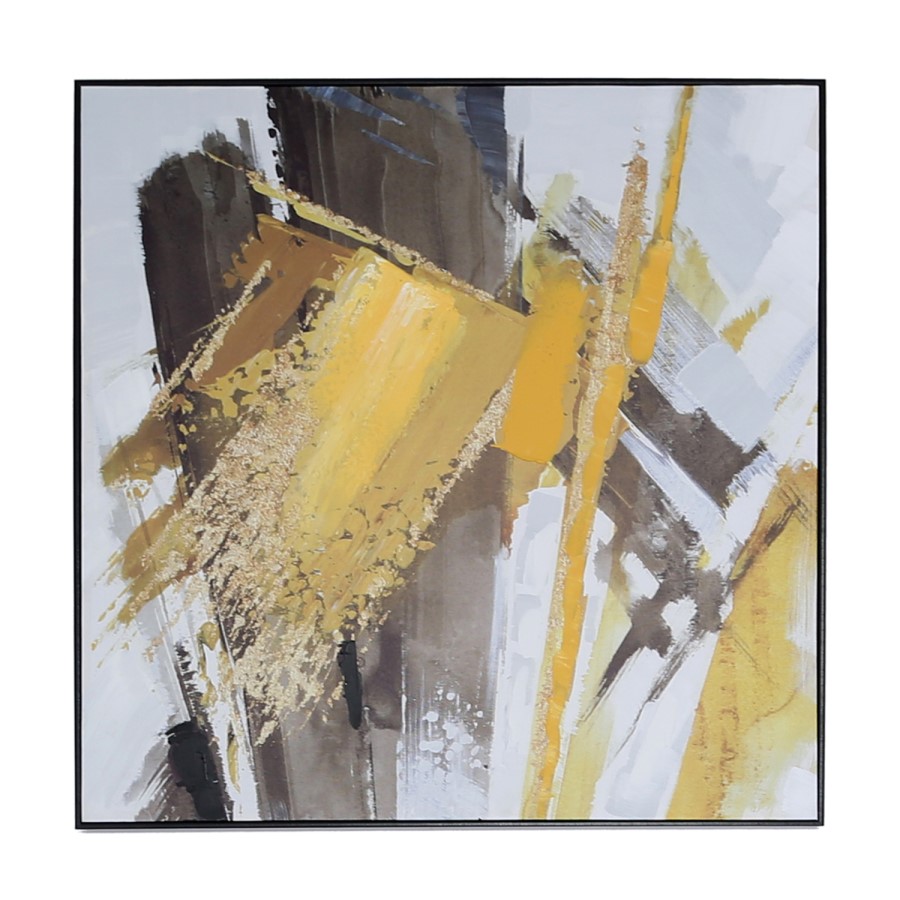 Yellow & Black Square Framed Wall Art