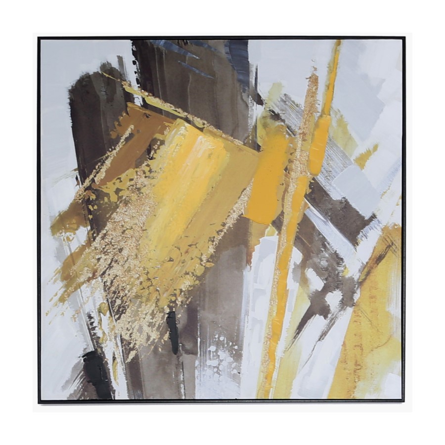 Yellow & Black Square Framed Wall Art