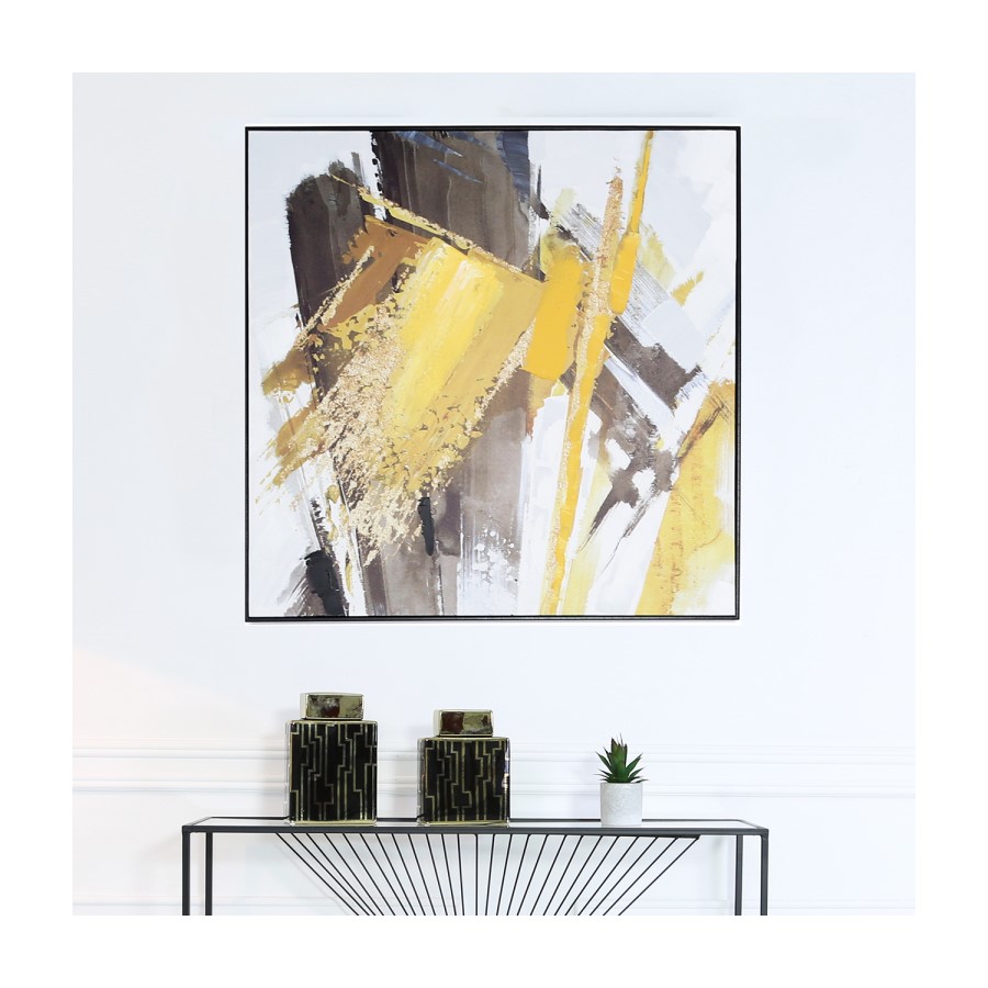 Yellow & Black Square Framed Wall Art