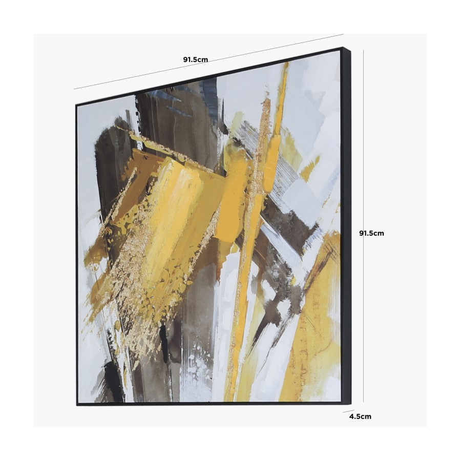 Yellow & Black Square Framed Wall Art