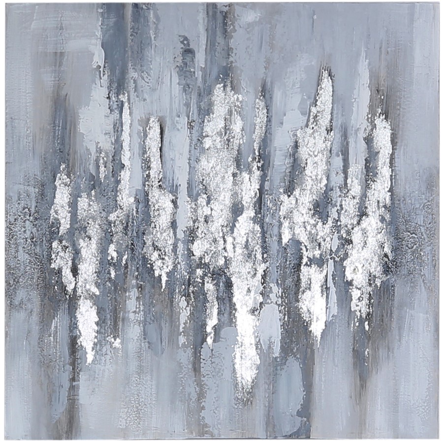 Silver & Grey Abstract Canvas Wall Art