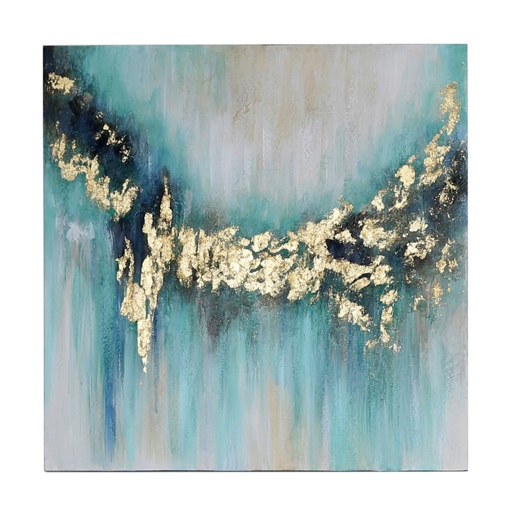 Mint Green & Gold Abstract Wall Art