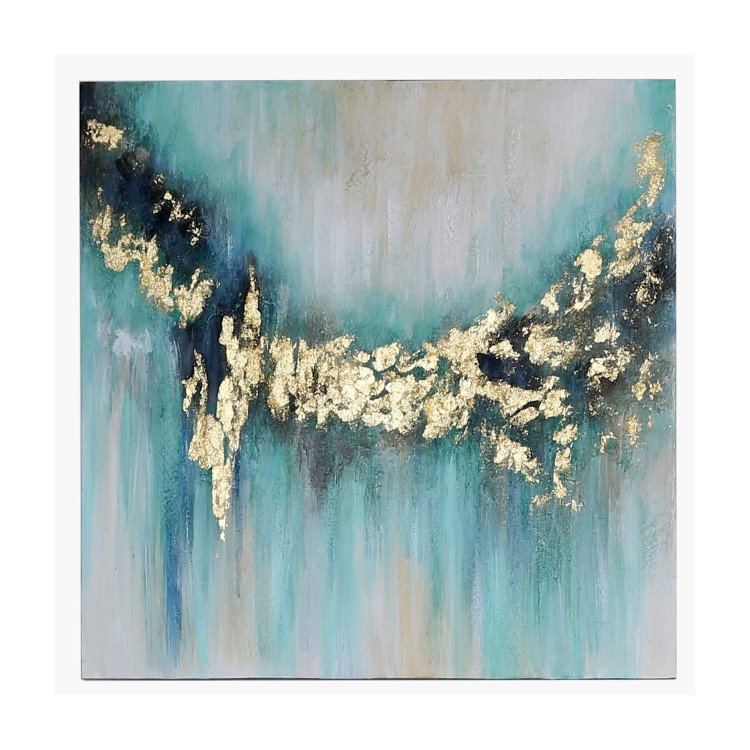 Mint Green & Gold Abstract Wall Art