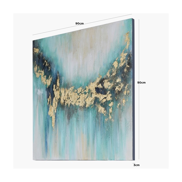 Mint Green & Gold Abstract Wall Art