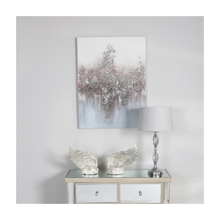 Pink & Silver Abstract Canvas Wall Art