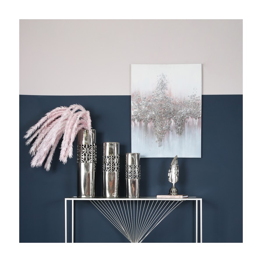 Pink & Silver Abstract Canvas Wall Art