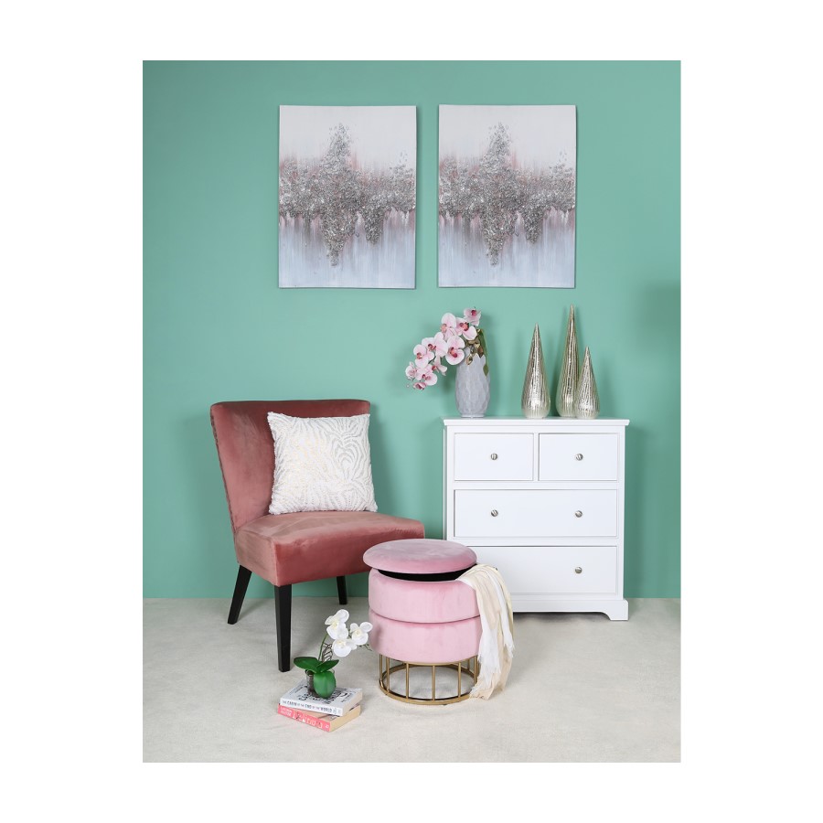 Pink & Silver Abstract Canvas Wall Art