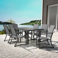 Outdoor Living Metal 6 Seater Dining Set in Light Grey