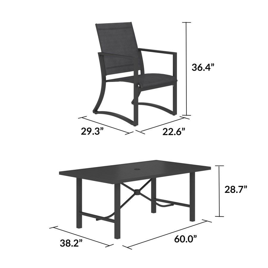 Outdoor Living Metal 6 Seater Dining Set in Navy Blue