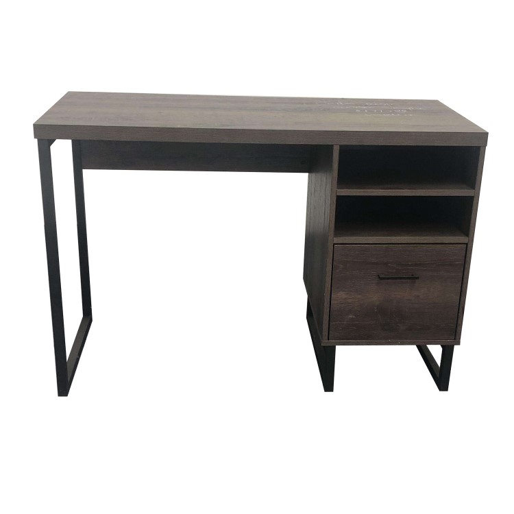 Candon Brown Desk with Black Metal Legs