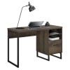 Candon Brown Desk with Black Metal Legs