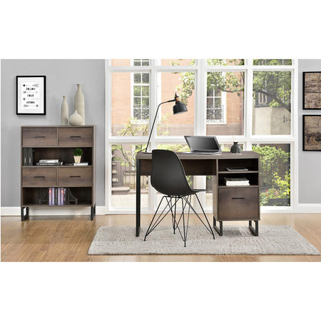 Candon Brown Desk with Black Metal Legs