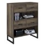 GRADE A2 - Brown Bookcase with Black Metal Legs & 4 Drawers - Candon