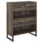 GRADE A2 - Brown Bookcase with Black Metal Legs & 4 Drawers - Candon