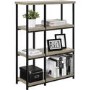 Elmwood Bookcase in Distressed Grey Oak & Black Metal Frame