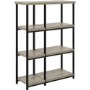 Elmwood Bookcase in Distressed Grey Oak & Black Metal Frame