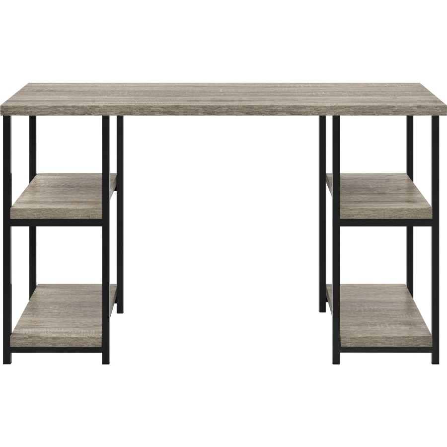 Elmwood Desk with Double Pedestal in Distressed Grey Oak