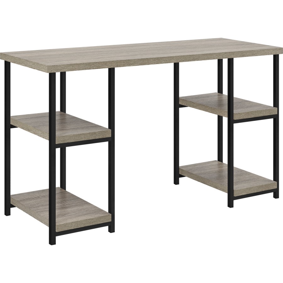Elmwood Desk with Double Pedestal in Distressed Grey Oak