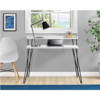 Haven White Desk with Riser & Hairpin Legs