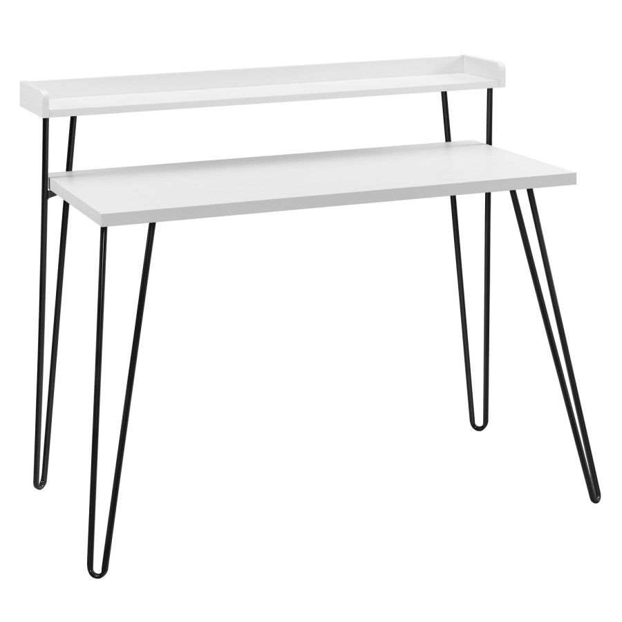Haven White Desk with Riser & Hairpin Legs