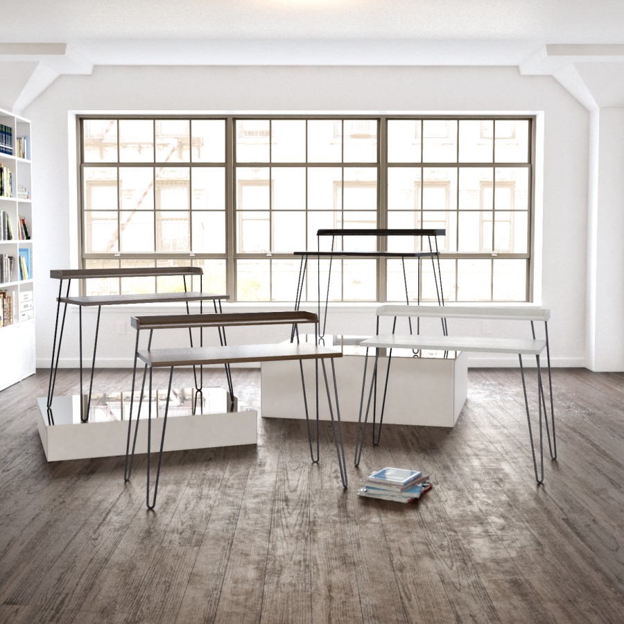 Haven White Desk with Riser & Hairpin Legs