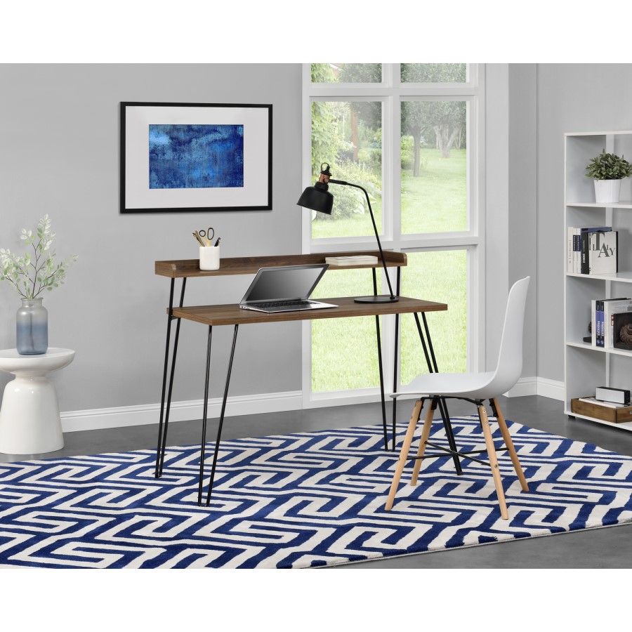 Haven Walnut Desk with Riser & Hairpin Legs
