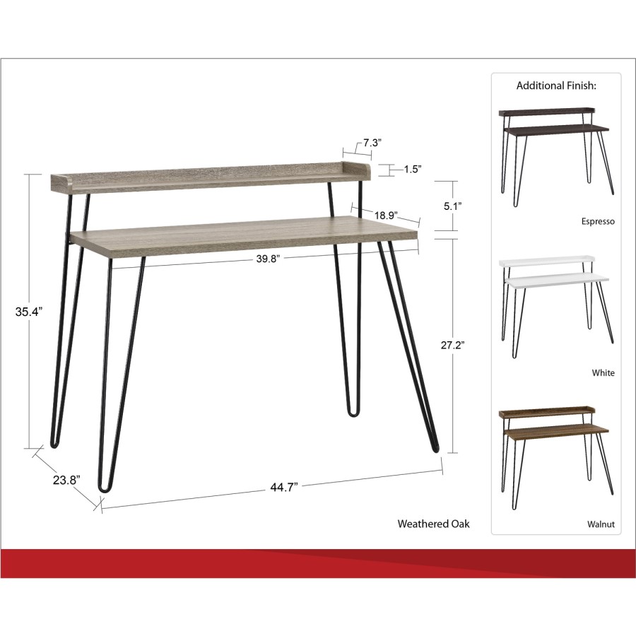 Haven Walnut Desk with Riser & Hairpin Legs