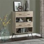 Landon Bookcase in Distressed Brown Oak with Metal Legs