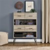 Landon Bookcase in Distressed Brown Oak with Metal Legs