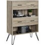 Landon Bookcase in Distressed Brown Oak with Metal Legs