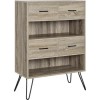 Landon Bookcase in Distressed Brown Oak with Metal Legs