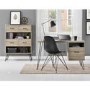 Landon Bookcase in Distressed Brown Oak with Metal Legs