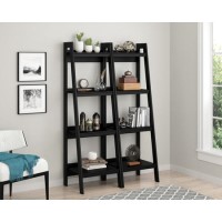Lawrence Ladder Bookcase in Black with 4 Shelves - Set of 2 Lawrence Ladder Bookcase in Black with 4 Shelves - Set of 2