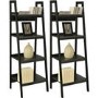 Lawrence Ladder Bookcase in Black with 4 Shelves - Set of 2