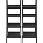 Lawrence Ladder Bookcase in Black with 4 Shelves - Set of 2