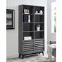 Grey Oak Bookcase with Open & Closed Storage - Vaughn