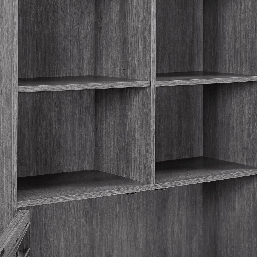 Grey Oak Bookcase with Open & Closed Storage - Vaughn