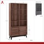 Grey Oak Bookcase with Open & Closed Storage - Vaughn
