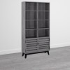 Grey Oak Bookcase with Open &amp; Closed Storage - Vaughn