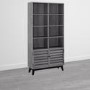 Grey Oak Bookcase with Open & Closed Storage - Vaughn