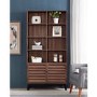 Walnut Bookcase with Open and Closed Storage Space - Vaughn