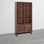 Walnut Bookcase with Open and Closed Storage Space - Vaughn
