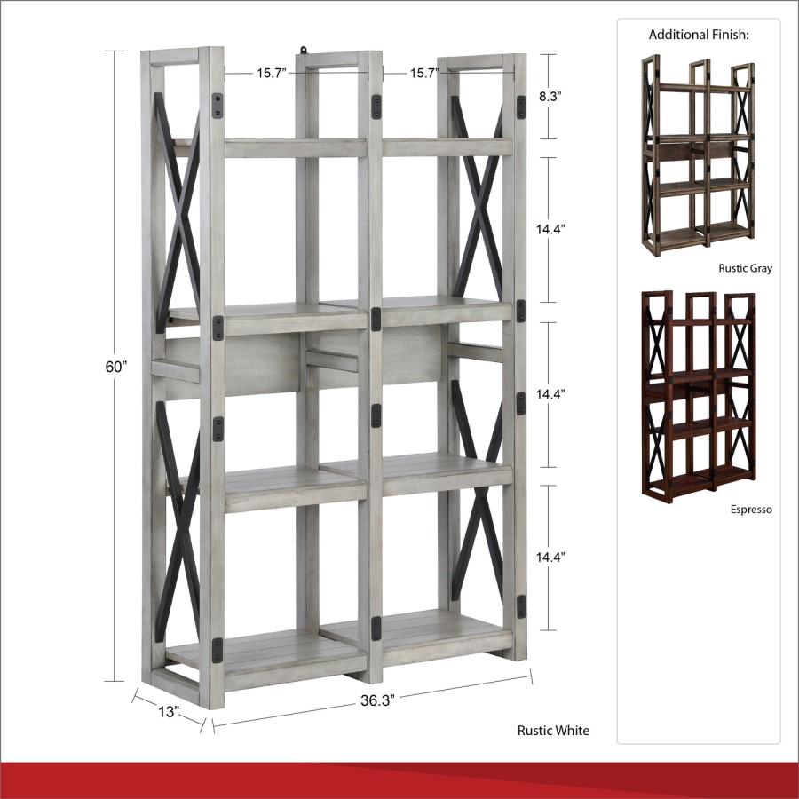 Wildwood Bookcase in Rustic White