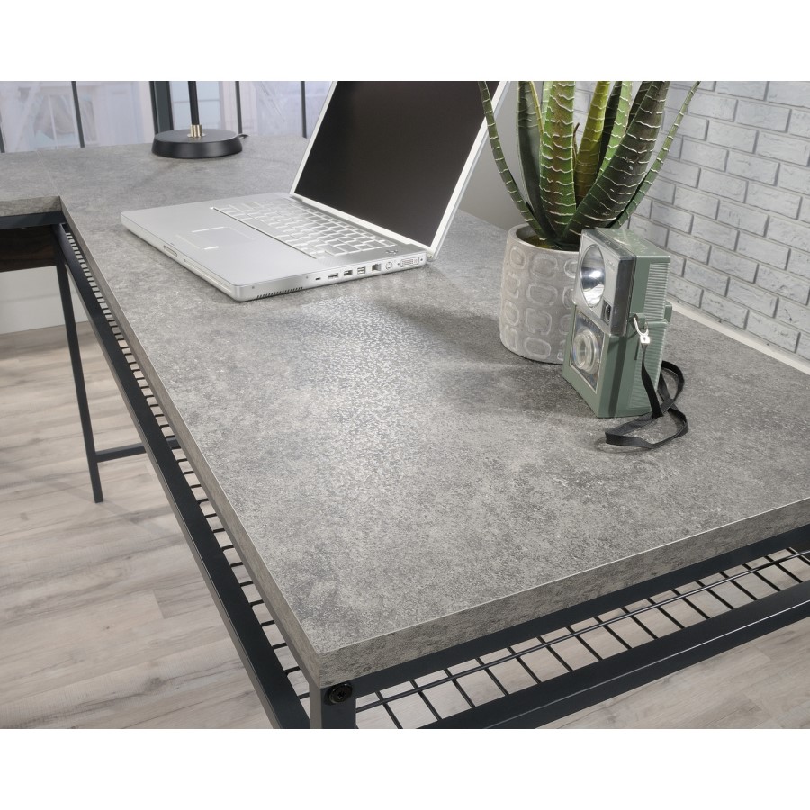 Market L-Shaped Desk in Walnut & Slate Grey